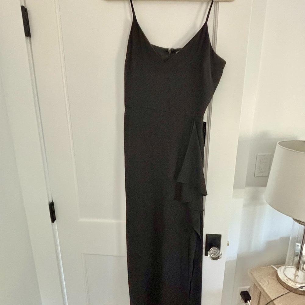 NWT. Express Black Maxi Dress with slit. Size 8